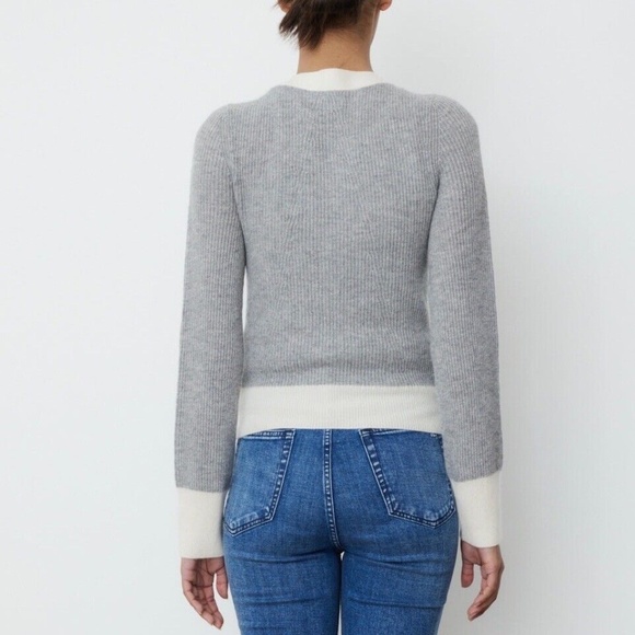 Rag & Bone Pierce Cashmere V-Neck Cardigan Sweater in Grey Size Large L - Picture 4 of 4